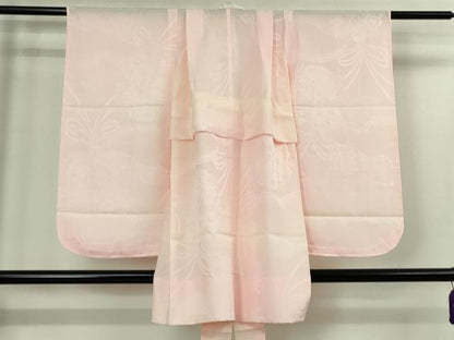 平和屋本店■極上　七五三　女の子　3歳　祝着・襦袢(半衿刺繍)・袋帯・小物セット　飛鶴松花文　鬼しぼ縮緬　逸品　DZAB1856kh5