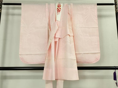 平和屋本店■極上　七五三　女の子　3歳　祝着・襦袢(半衿刺繍)・袋帯・小物セット　飛鶴松花文　鬼しぼ縮緬　逸品　DZAB1856kh5