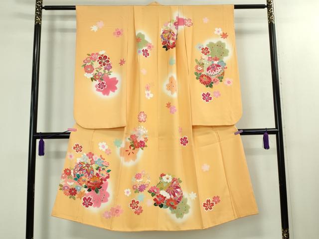 平和屋本店[]極上　七五三　女の子　7歳　祝着・襦袢(無双仕立て・半衿刺繍)セット　駒刺繍　花毬文　金彩　逸品　DZAB1864kh6