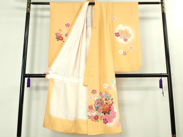平和屋本店[]極上　七五三　女の子　7歳　祝着・襦袢(無双仕立て・半衿刺繍)セット　駒刺繍　花毬文　金彩　逸品　DZAB1864kh6
