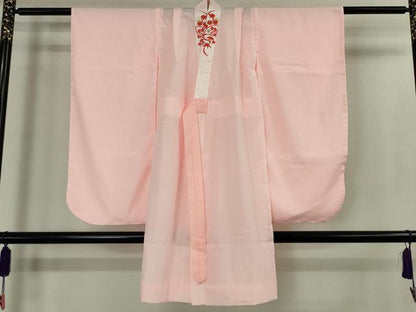 平和屋本店■極上　七五三　女の子　3歳　祝着・襦袢(半衿刺繍)・袋帯・小物セット　飛鶴松花文　鬼しぼ縮緬　逸品　DZAB1856kh5