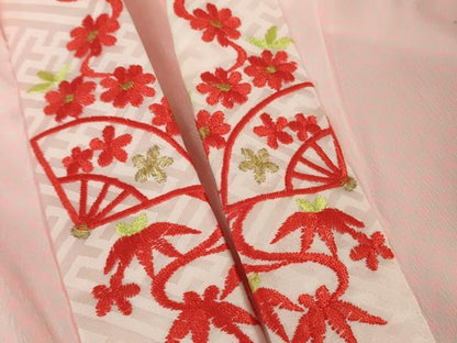 平和屋本店■極上　七五三　女の子　3歳　祝着・襦袢(半衿刺繍)・袋帯・小物セット　飛鶴松花文　鬼しぼ縮緬　逸品　DZAB1856kh5