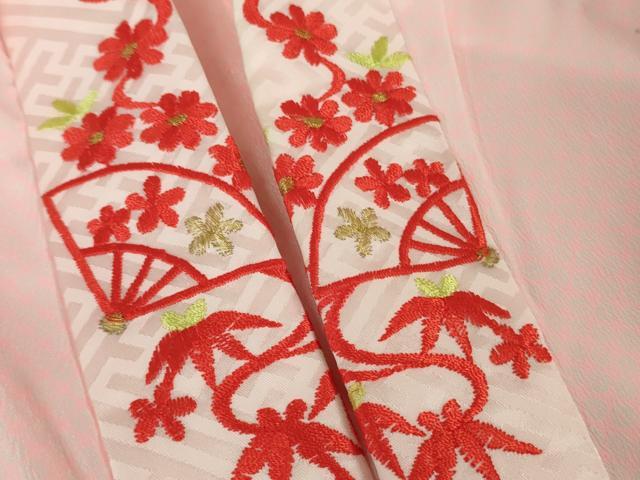 平和屋本店■極上　七五三　女の子　3歳　祝着・襦袢(半衿刺繍)・袋帯・小物セット　飛鶴松花文　鬼しぼ縮緬　逸品　DZAB1856kh5