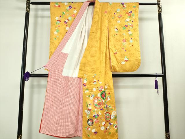 平和屋本店[]極上　創業460年・千總　七五三　女の子　7歳　祝着・袋帯セット　花丸文　金彩　逸品　DZAB1868kh6