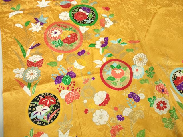 平和屋本店[]極上　創業460年・千總　七五三　女の子　7歳　祝着・袋帯セット　花丸文　金彩　逸品　DZAB1868kh6