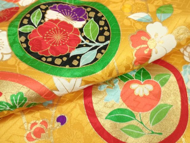 平和屋本店[]極上　創業460年・千總　七五三　女の子　7歳　祝着・袋帯セット　花丸文　金彩　逸品　DZAB1868kh6