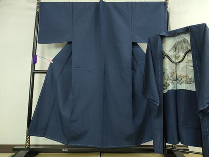 平和屋着物■極上　男性　紬　アンサンブル　キングサイズ　長羽織　色無地　濃い褐色　逸品　未使用　DZAB1875kh6