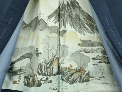 平和屋着物■極上　男性　紬　アンサンブル　キングサイズ　長羽織　色無地　濃い褐色　逸品　未使用　DZAB1875kh6