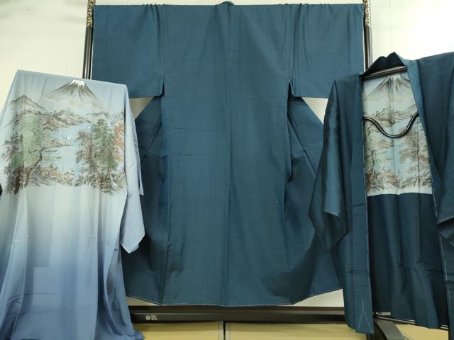 平和屋着物□極上 男性 紬 アンサンブル キングサイズ 長羽織・長襦袢