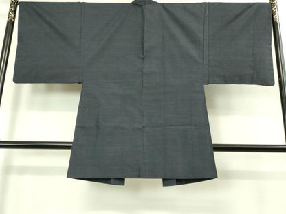 平和屋着物■極上　男性　本場大島紬　アンサンブル　長羽織　亀甲柄　濃藍色　逸品　DZAB1880kh6