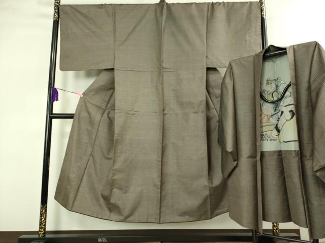 平和屋着物●極上　男性　本場大島紬　アンサンブル　キングサイズ　120亀甲　総詰め　羽裏・七福神　逸品　DZAB1881kh6