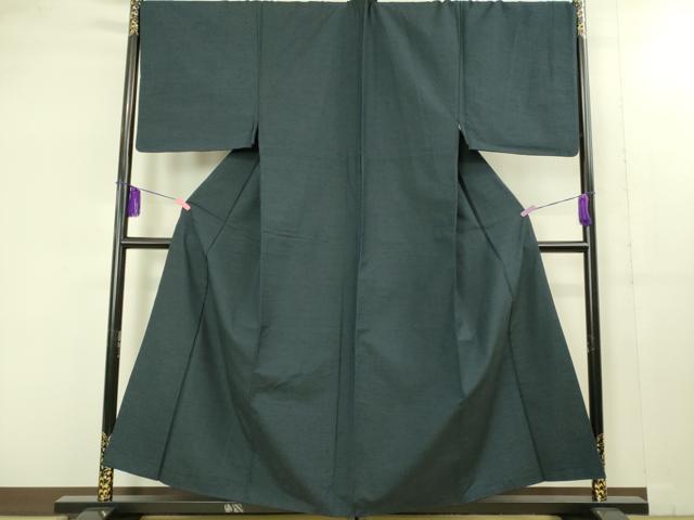 平和屋着物■極上　男性　紬　アンサンブル　キングサイズ　長襦袢(無双仕立て)・長羽織　色無地　濃い藍鉄色　逸品　DZAB1883kh6