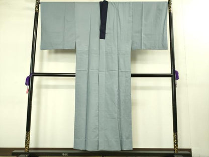 平和屋着物■極上　男性　紬　アンサンブル　キングサイズ　長襦袢(無双仕立て)・長羽織　色無地　濃い藍鉄色　逸品　DZAB1883kh6