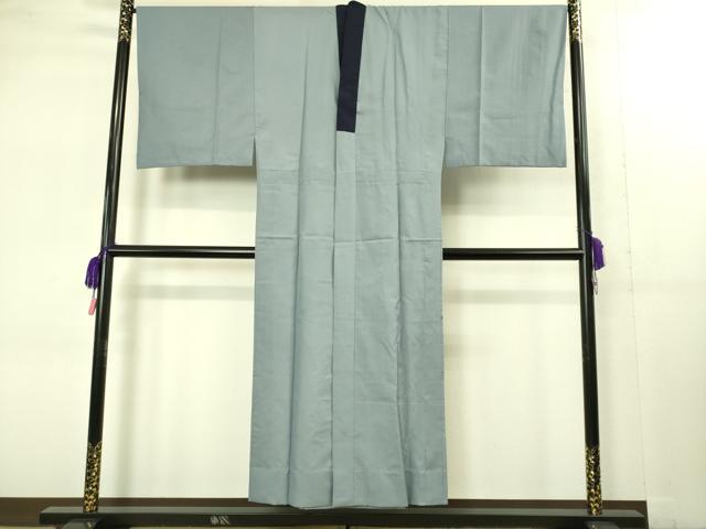 平和屋着物■極上　男性　紬　アンサンブル　キングサイズ　長襦袢(無双仕立て)・長羽織　色無地　濃い藍鉄色　逸品　DZAB1883kh6