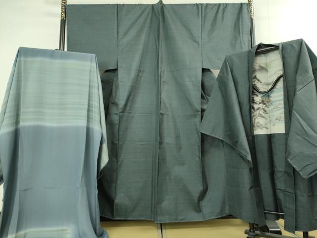 平和屋着物■極上　男性 本場大島紬　アンサンブル キングサイズ　長襦袢(袷)・長羽織セット　100亀甲　総詰め　逸品　未使用　DZAB1887kh6