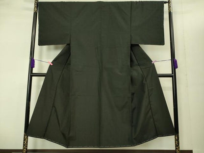 平和屋着物●極上　男性　紬　アンサンブル　色無地　濃い蝉色　逸品　未使用　DZAB1890kh6