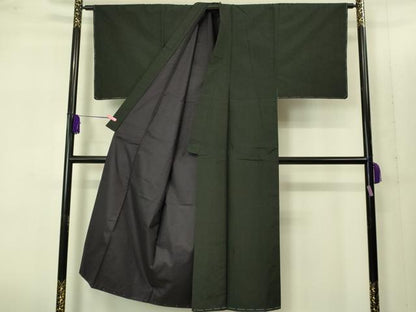 平和屋着物●極上　男性　紬　アンサンブル　色無地　濃い蝉色　逸品　未使用　DZAB1890kh6