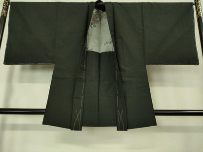 平和屋着物●極上　男性　紬　アンサンブル　色無地　濃い蝉色　逸品　未使用　DZAB1890kh6
