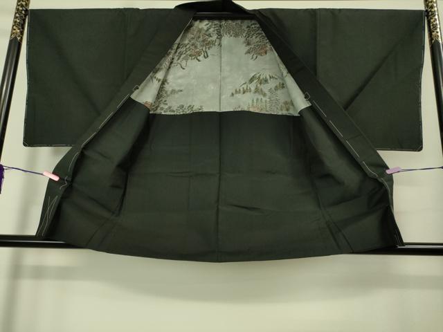 平和屋着物○極上 男性 紬 アンサンブル 色無地 濃い蝉色 逸品 未使用