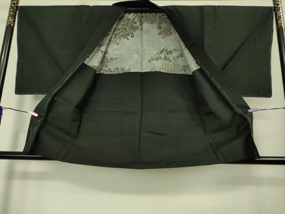 平和屋着物●極上　男性　紬　アンサンブル　色無地　濃い蝉色　逸品　未使用　DZAB1890kh6