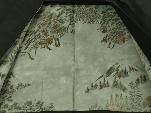 平和屋着物○極上 男性 紬 アンサンブル 色無地 濃い蝉色 逸品 未使用