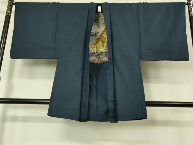平和屋着物●極上　男性　お召　アンサンブル　100亀甲　総詰め　羽裏・虎　逸品　DZAB1892kh6