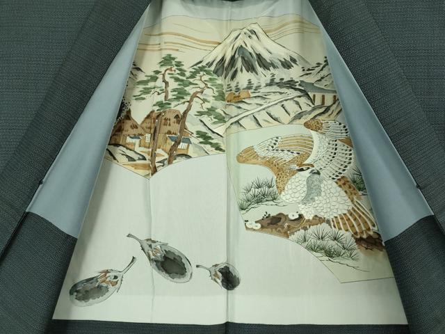 平和屋着物■極上　男性　本場大島紬　アンサンブル　長羽織　100亀甲　羽裏・鷹　逸品　DZAB1893kh6
