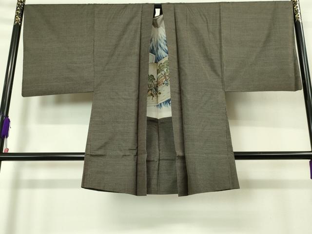 平和屋着物■極上　男性　本場大島紬　アンサンブル　長襦袢(袷)・長羽織セット　逸品　DZAB1894kh6