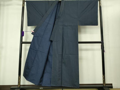 平和屋着物■極上　男性　本場大島紬　アンサンブル　長羽織　濃藍色　逸品　未使用　DZAB1898kh6