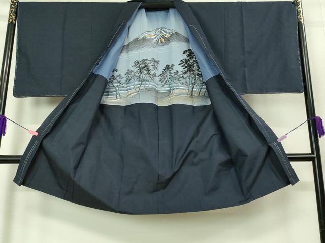 平和屋着物■極上　男性　本場大島紬　アンサンブル　長羽織　濃藍色　逸品　未使用　DZAB1898kh6