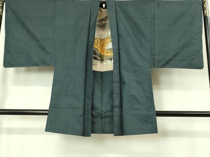 平和屋着物■極上　男性　本場大島紬　アンサンブル　長羽織　100亀甲　総詰め　羽裏・虎　逸品　DZAB1899kh6