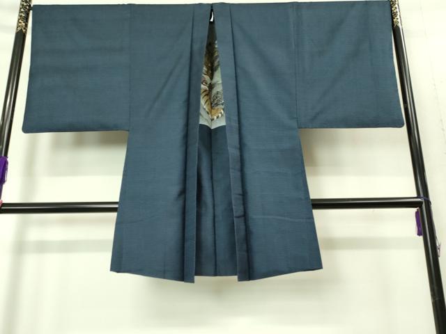 平和屋着物■極上　男性　本場大島紬　アンサンブル　長襦袢(無双仕立て)・長羽織セット　100亀甲　総詰め　羽裏・虎　逸品　DZAB1900kh6