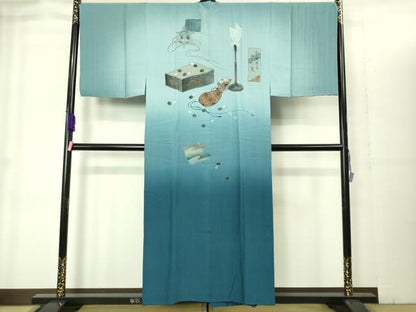 平和屋着物■極上　男性　本場大島紬　アンサンブル　長襦袢(無双仕立て)・長羽織セット　100亀甲　総詰め　羽裏・虎　逸品　DZAB1900kh6