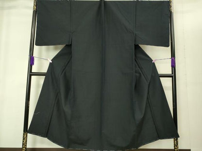 平和屋着物■極上　男性　紬　アンサンブル　キングサイズ　長羽織　黒地　羽裏・壁画文様　逸品　未使用　DZAB1901kh6