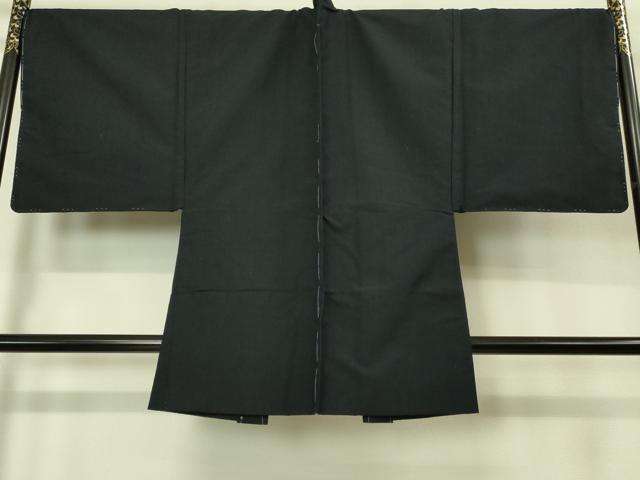 平和屋着物■極上　男性　紬　アンサンブル　キングサイズ　長羽織　黒地　羽裏・壁画文様　逸品　未使用　DZAB1901kh6