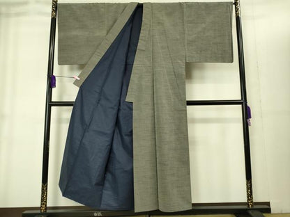 平和屋着物■極上　男性　紬　アンサンブル　キングサイズ　長羽織　海松茶色　逸品　DZAB1902kh6