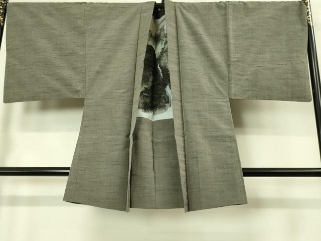 平和屋着物■極上　男性　紬　アンサンブル　キングサイズ　長羽織　海松茶色　逸品　DZAB1902kh6