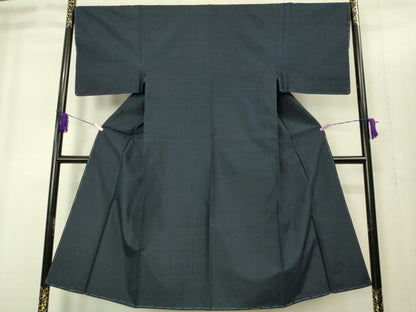 平和屋着物●極上　男性　紬　アンサンブル　色無地　濃い藍鉄色　逸品　未使用　DZAB1904kh6