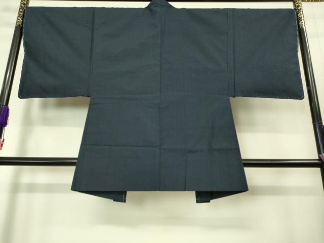 平和屋着物●極上　男性　紬　アンサンブル　色無地　濃い藍鉄色　逸品　未使用　DZAB1904kh6