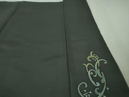 平和屋着物●極上　訪問着　白山紬　作家物　獣唐草文　藍墨茶色地　逸品　DZAB1905kh6