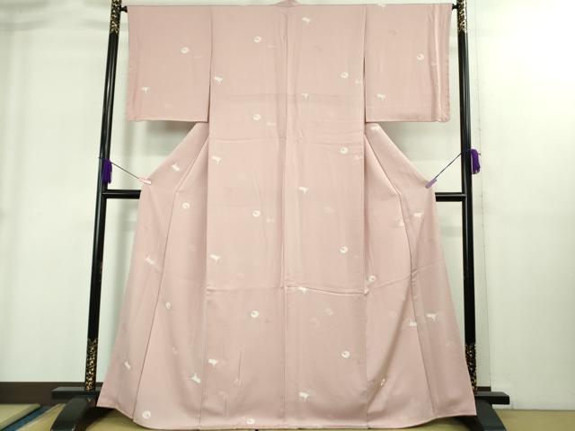 平和屋着物●極上　小紋　お召地　兎　うさぎ　鴇色地　逸品　未使用　DZAB1906kh6