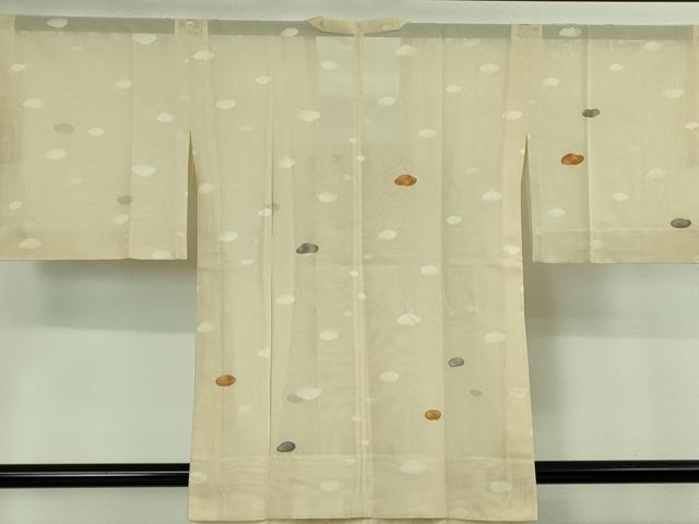 平和屋着物▽極上 銀座 志ま亀 道行コート スリーシーズン 春夏秋 塵除け 紗 霞文 薄卵色地 金彩 たとう紙・反端付 逸品 未使用DZAB1911kh6