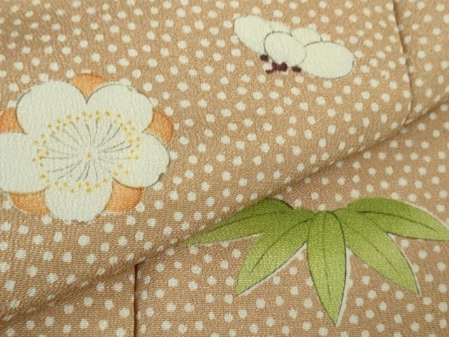 平和屋本店○極上 銀座 志ま亀 訪問着 笹梅 洗柿色地