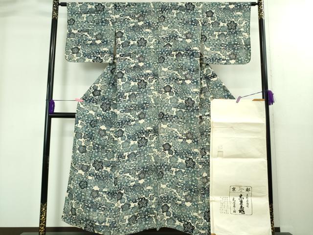平和屋着物＊極上　夏物　銀座　志ま亀　小紋　絽　雪輪　エ霞花文　暈し染め　たとう紙付き　逸品　DZAB1913kh6