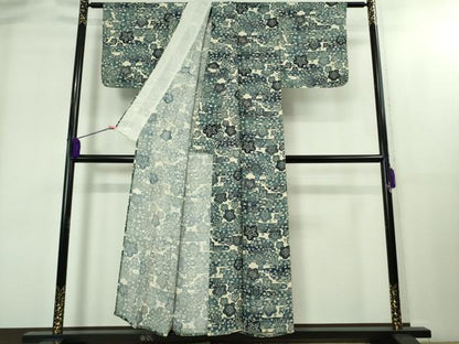 平和屋着物＊極上　夏物　銀座　志ま亀　小紋　絽　雪輪　エ霞花文　暈し染め　たとう紙付き　逸品　DZAB1913kh6