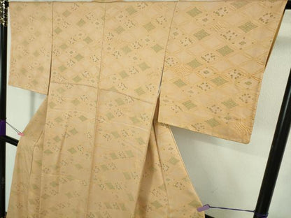 平和屋本店●極上　銀座　志ま亀　小紋　絞り　菱文　洗柿色地　たとう紙付き　逸品　DZAB1914kh6