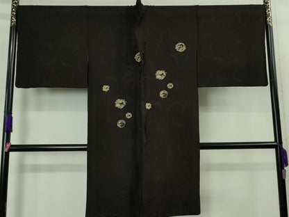 平和屋本店＃極上　長羽織　印傳　花丸文　黒紅色地　逸品　DZAB1917kh6