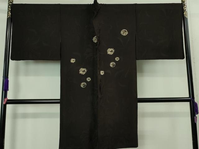 平和屋本店＃極上　長羽織　印傳　花丸文　黒紅色地　逸品　DZAB1917kh6
