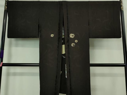 平和屋本店＃極上　長羽織　印傳　花丸文　黒紅色地　逸品　DZAB1917kh6
