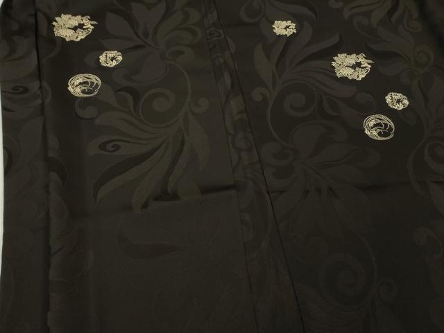 平和屋本店＃極上 長羽織 印傳 花丸文 黒紅色地 逸品 DZAB1917kh6